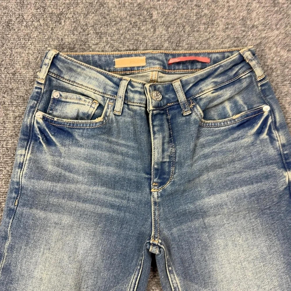 Anthropolgie Pilcro Jeans 26 Blue Light Wash Mid Rise Bootcut Stretch Distressed